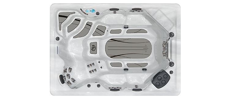 Downshot of a H2X Therapool D Swim Spa