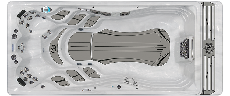 Downshot of a H2X Trainer 18 Deep Swim Spa