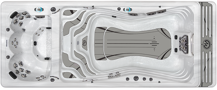 Downshot of a H2X Trainer 19 Deep Swim Spa