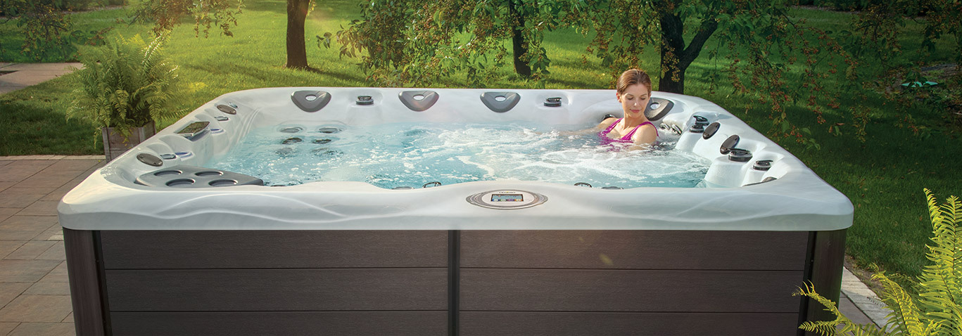 hot tub installation in a wooded area